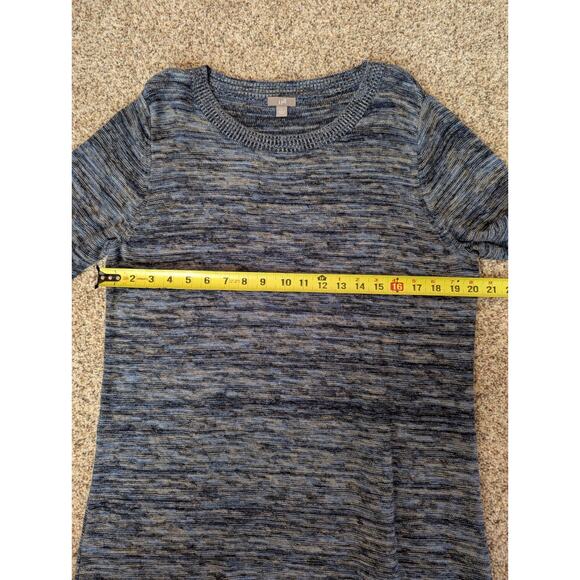 J.Jill Linen Cotton Tunic Sweater Dress 3/4 Sleeve Slits Heather Blue Size Large - Picture 7 of 11